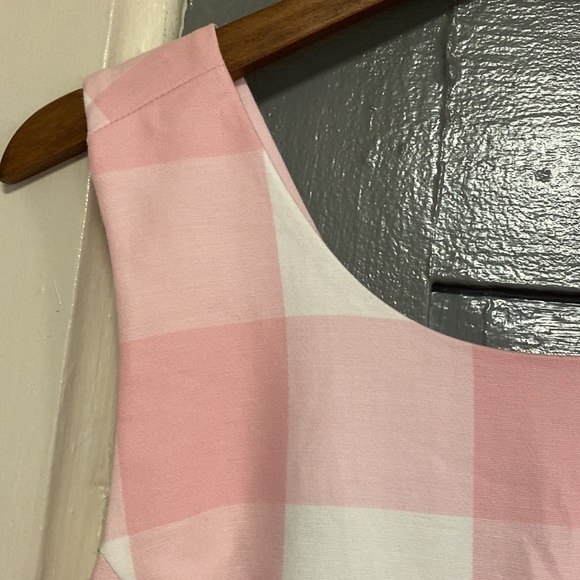 NWT Crown & Ivy Hello Spring Pink & White Plaid Cross Back Cotton Midi Dress - Picture 5 of 16